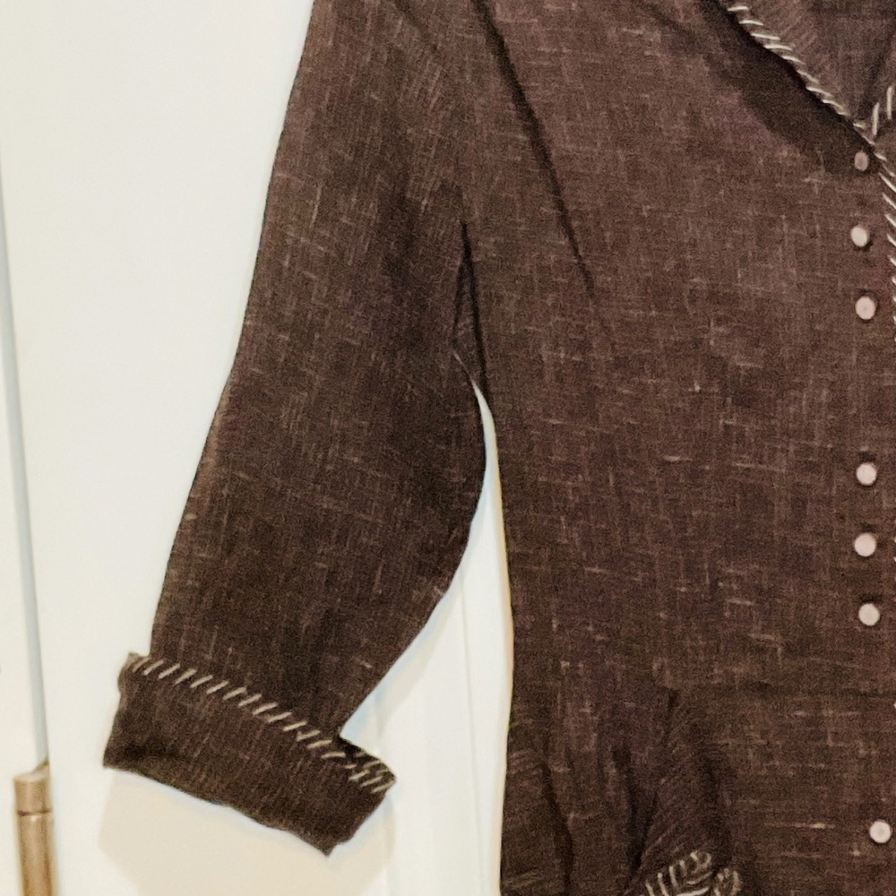 TONI TODD Original vintage 1940s brown button up rayon bows‎ maxi pockets dress - Picture 4 of 16
